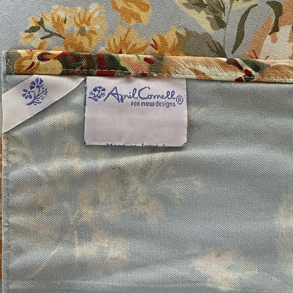 APRIL CORNELL Spring Summer FLORAL Cotton Runner Garden Blue Pink Green. - Picture 6 of 7